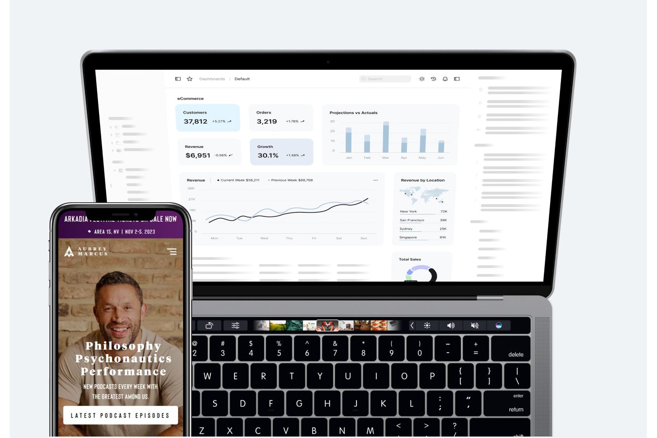 Google Ads reporting on a laptop and phone
