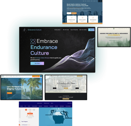 Website design shown on a laptop and phone