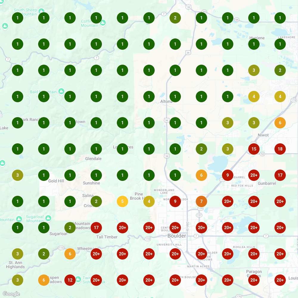 example of local seo map pack results on Google for massage therapist