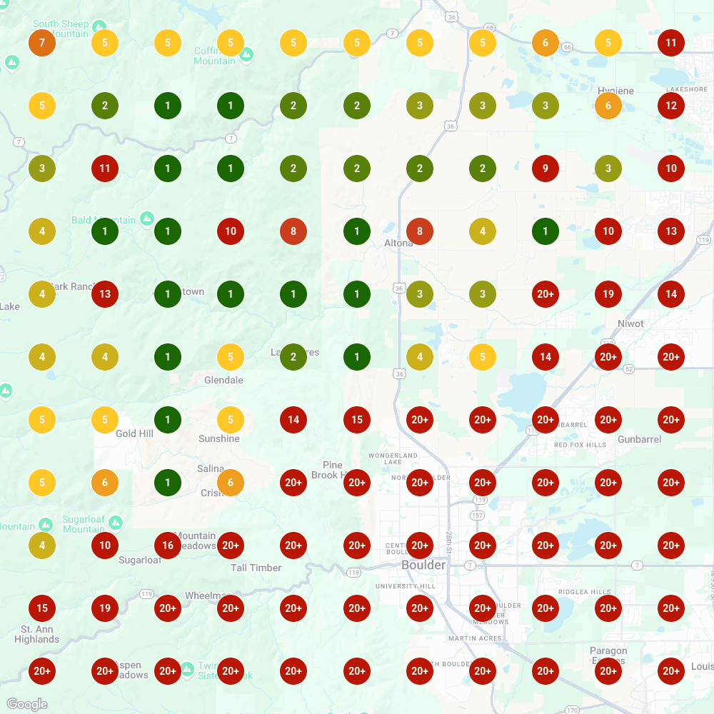 example of local seo map pack results on Google for massage therapist