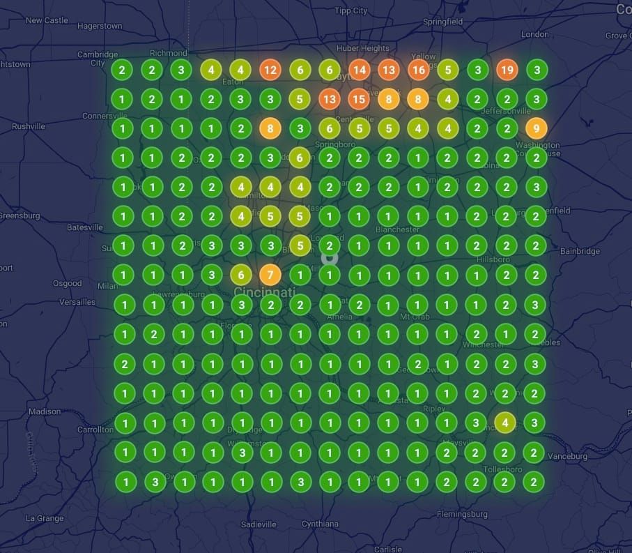 Google Business Profile Rank Results grid scan for Local SEO results in Maps