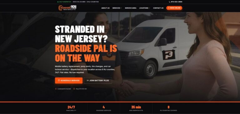 Roadside PAL website homepage